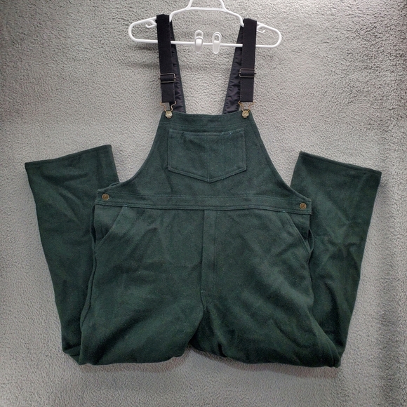 Vintage Codet Bib Overalls Mens XL Green Wool Canada Hunting Outdoors Pants - Picture 1 of 11